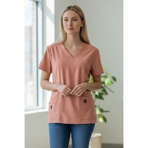 Carhartt Force Womens Modern Fit Scrub Top in Peachy Rose size 2XL